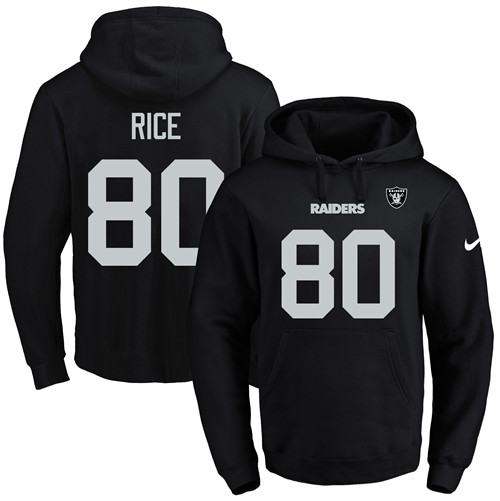 Nike Raiders #80 Jerry Rice Black Name & Number Pullover NFL Hoodie